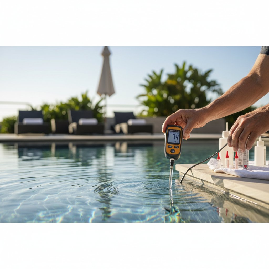 Professional pool cleaning team